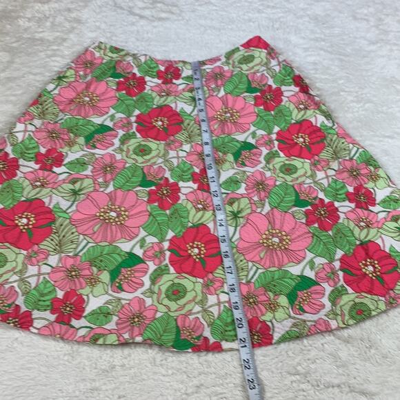Gap textured 100% cotton pink and green flower print a line skirt, size 0 - Picture 4 of 9